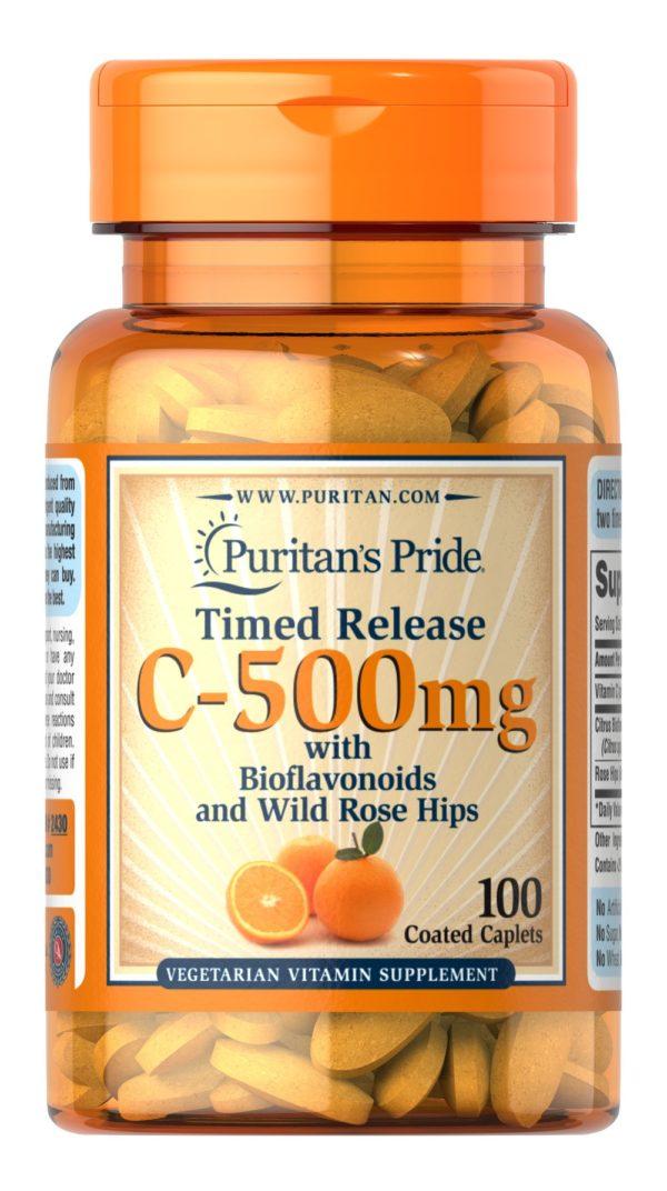 Vitamina C-500 mg con liberación prolongada de escaramujos