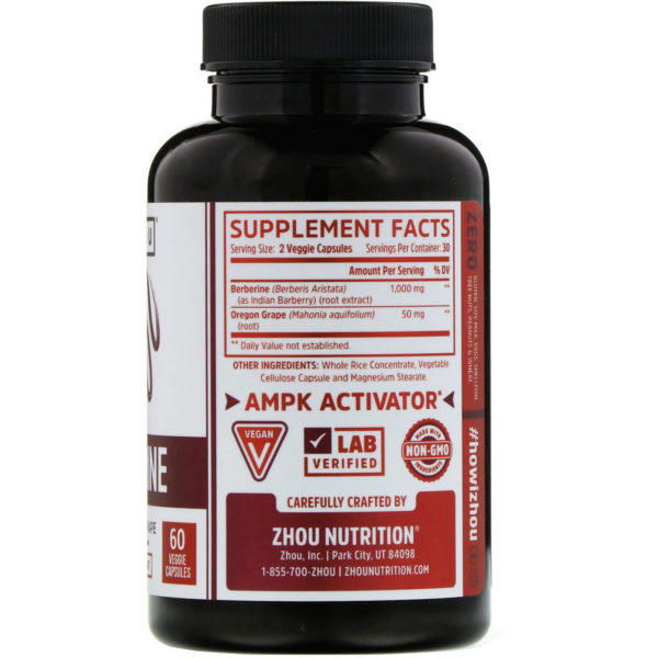Zhou Nutrition, Berberina con uva de Oregon, 1000 mg, 60 cápsulas vegetarianas - Imagen 2