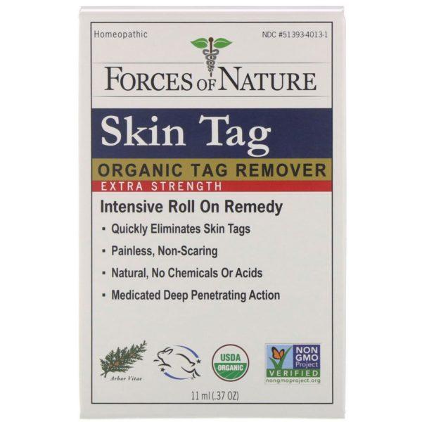 Forces of Nature, Papiloma cutáneo, removedor de papilomas orgánico, acción extra, 11 ml (0,37 oz)