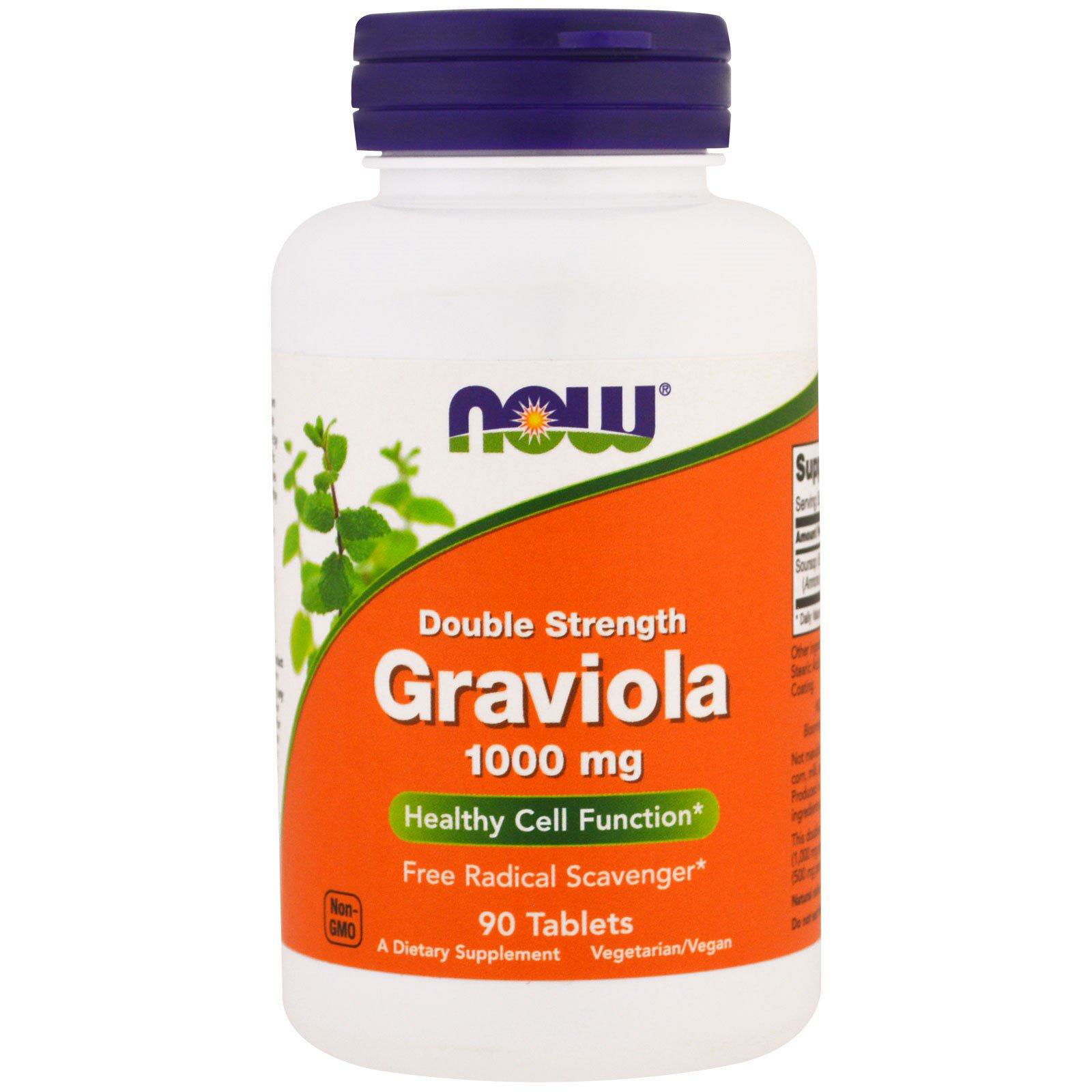 Now Foods, Graviola, Double Strength, 1,000 mg, 90 Tablets