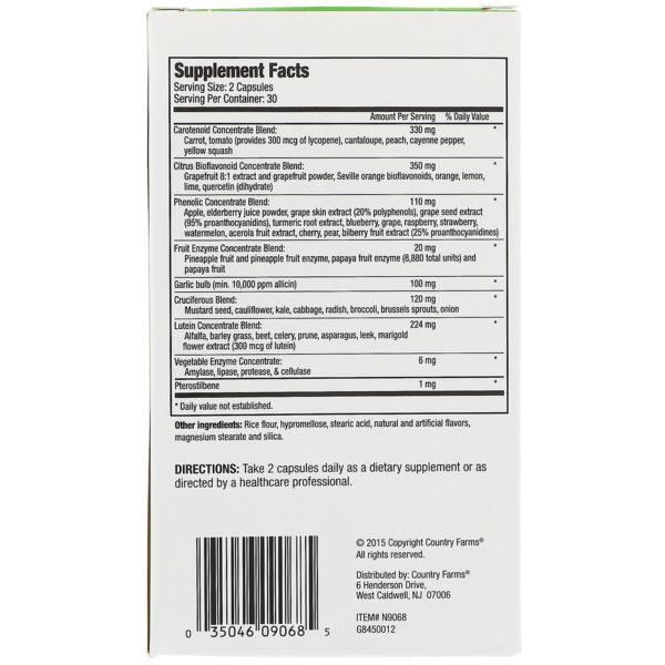 Country Farms, Súper frutas y vegetales, Fórmula natural de frutas y vegetales, 60 cápsulas - Imagen 2