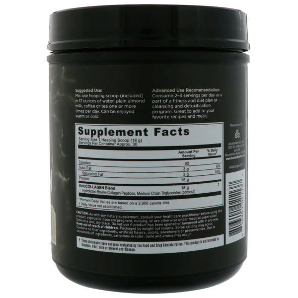 Dr. Axe / Ancient Nutrition, Keto Collagen, Collagen Protein + Coconut MCTs, 1.19 lb (540 g) - Imagen 2