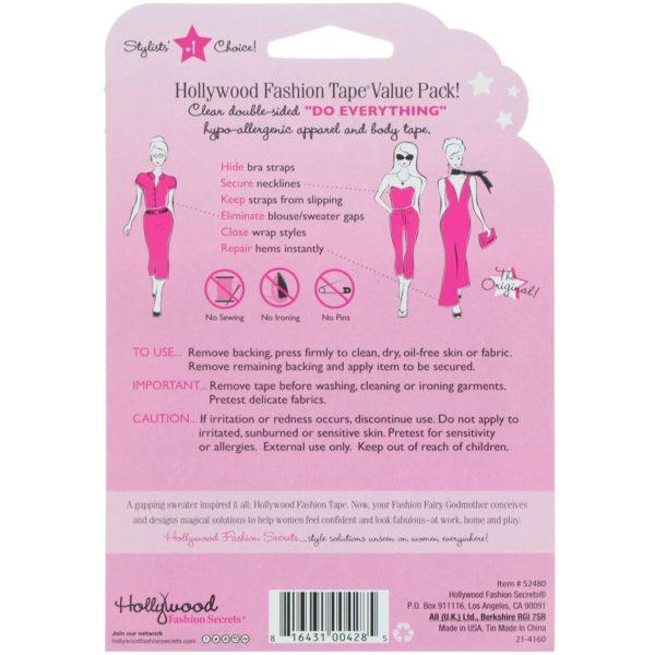 Hollywood Fashion Secrets, Fashion Tape, Tiras adhesivas para la vestimenta, Envase conveniente, 3 estuches, 36 tiras doble faz - Imagen 2