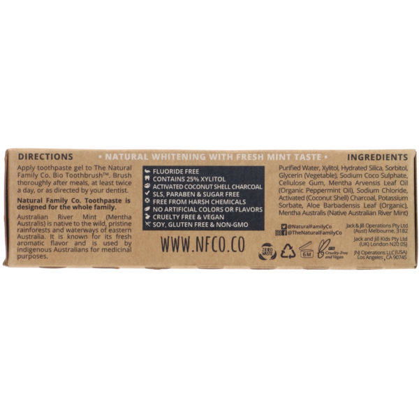 The Natural Family Co., Blak, Whitening Toothpaste, Activated Charcoal, 3.52 oz (100 g) - Imagen 2
