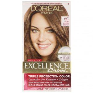 L'Oreal, Excellence Créme, Tintura con triple protección, 6G Castaño dorado claro, 1 aplicación