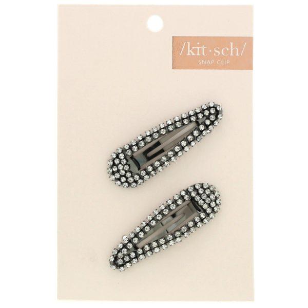 Kitsch, Rhinestone Snap Clips, Hematite, 2 Pieces - Imagen 2