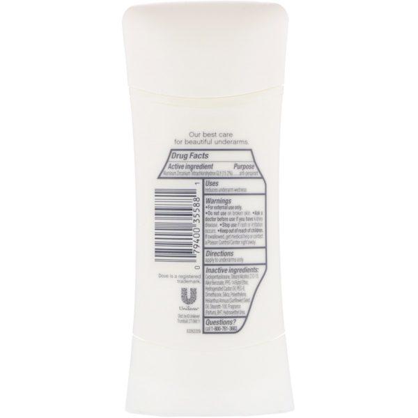 Dove, Advanced Care, Sensitive, Desodorante antitranspirante para piel sensible, 74 g (2,6 oz) - Imagen 2