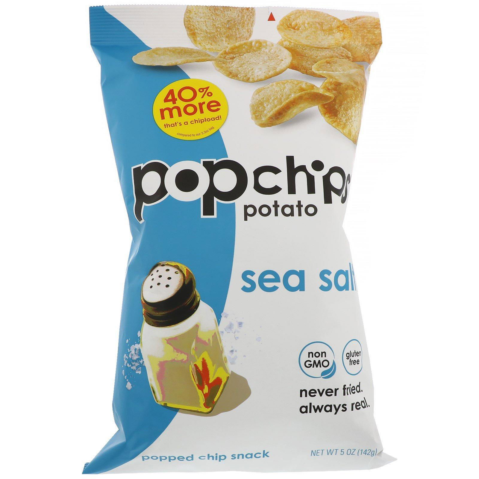 Popchips, Papas fritas, sal marina, 5 oz (142 g)