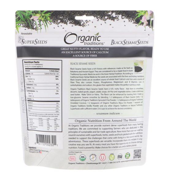 Organic Traditions, Semillas de sésamo negro, 8 oz (227 g) - Imagen 2