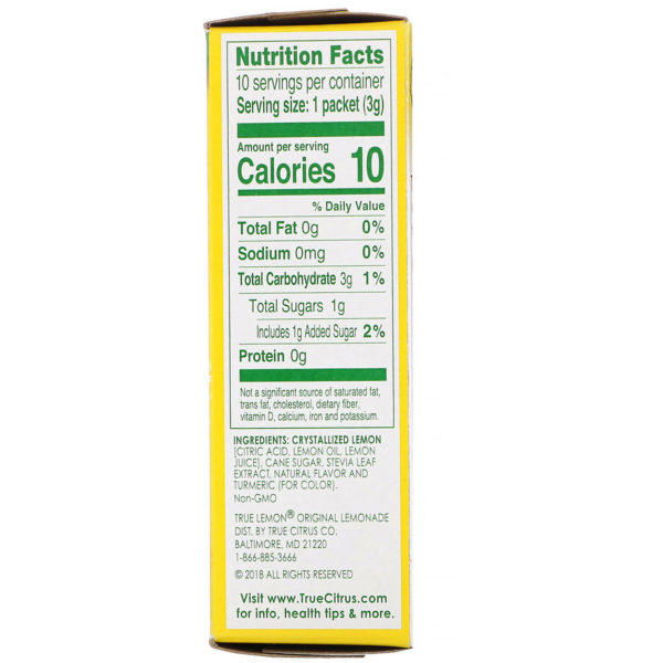 True Citrus, True Lemon, limonada original, 10 sobres, 1.06 oz (30 g) - Imagen 2