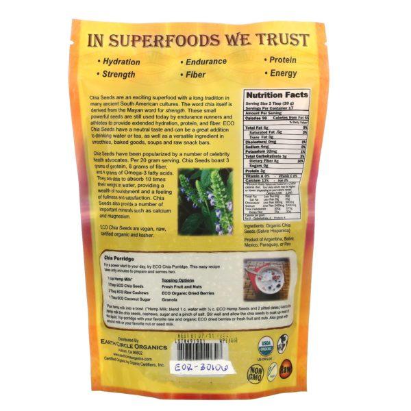 Earth Circle Organics, Organic Chia seeds, 12 oz (340 g) - Imagen 2