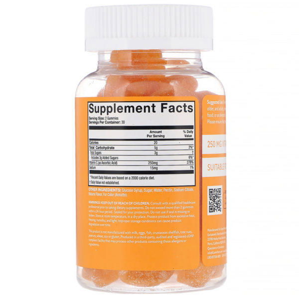 GummYum!, Gomitas con vitamina C, Sabor natural a naranja ácida, 250 mg, 60 gomitas - Imagen 2