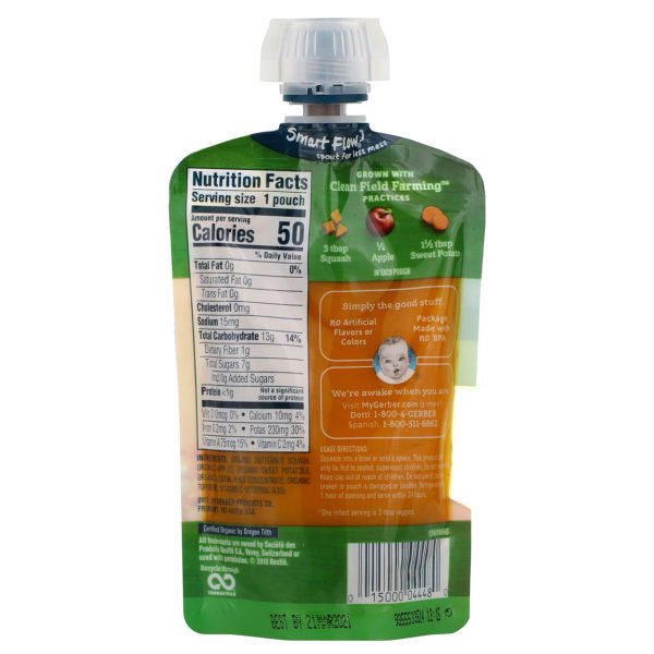Gerber, Smart Flow, Organic, Veggie Power, Squash, Apple, Sweet Potato with Turmeric, 3.5 oz (99 g) - Imagen 2