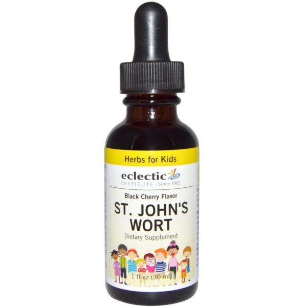 Eclectic Institute, Hierbas para niños, hierba para infusíón de St. John con sabor a cerezo negro de 30 ml