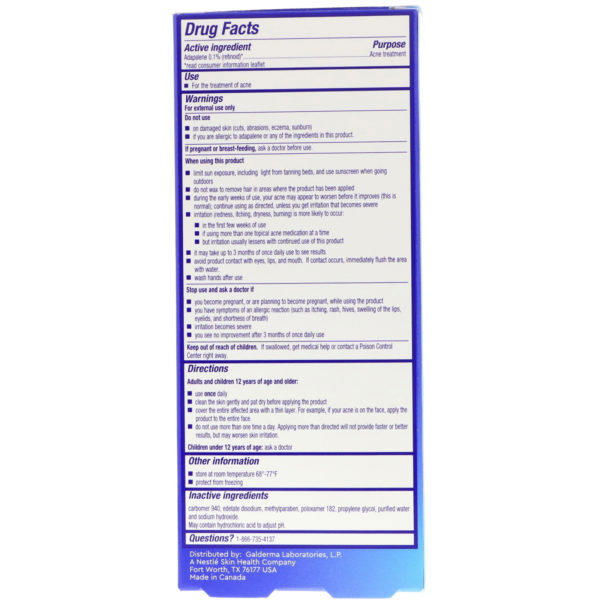 Differin, Gel de adapaleno al 0.1 %, tratamiento para el acné, 0.5 oz (15 g) - Imagen 2