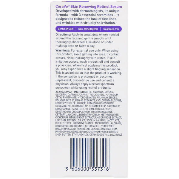 CeraVe, Suero de retinol renovador de la piel, 30 ml (1 oz. líq.) - Imagen 3
