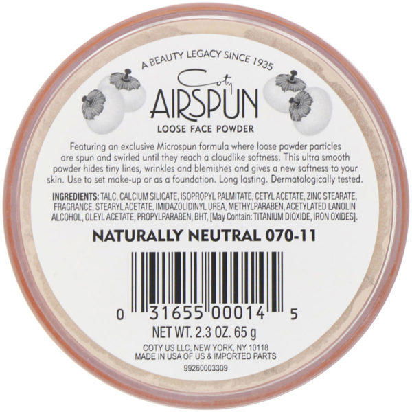Airspun, Polvo volátil para el rostro, Neutro natural 070-11, 65 g (2,3 oz) - Imagen 2
