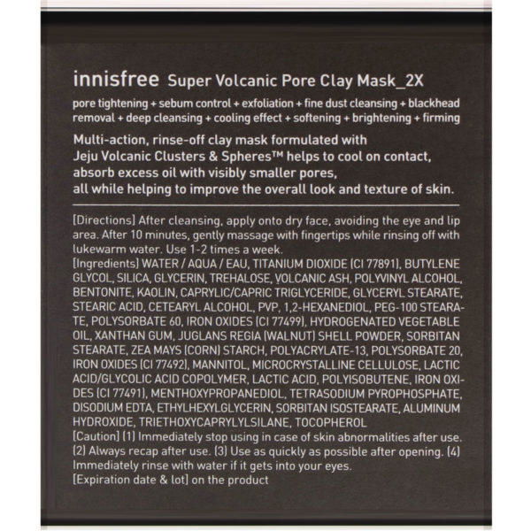 Innisfree, Super mascarilla de arcilla volcánica para los poros 2X, 100 ml (3,38 oz. líq.) - Imagen 3
