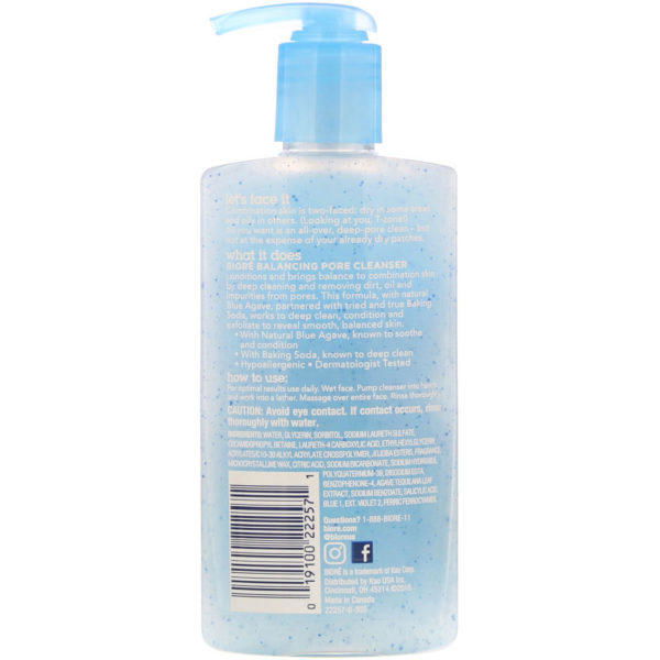 Biore, Agente de limpieza para poros restaurador de equilibrio, agave azul + bicarbonato de sodio, 200 ml (6,77 oz. liq.) - Imagen 2