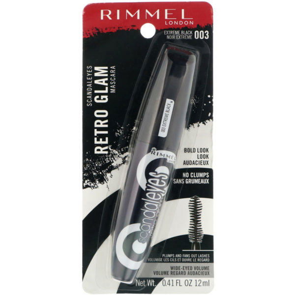 Rimmel London, Máscara para pestañas Scandaleyes Retro Glam, 003 Negro extremo, 12 ml (0,41 oz. líq.) - Imagen 2