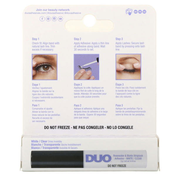 DUO, Rosewater & Biotin Striplash Adhesive, White/Clear, 0.18 oz (5 g) - Imagen 3