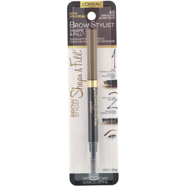 L'Oreal, Brow Stylist Shape & Fill, Lápiz para cejas, 405 Dark Blonde (rubio oscuro), 250 mg (0,008 oz) - Imagen 2