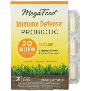 MegaFood, Probiótico para las defensas del sistema inmunitario, 20.000 millones de cultivos vivos, 30 cápsulas