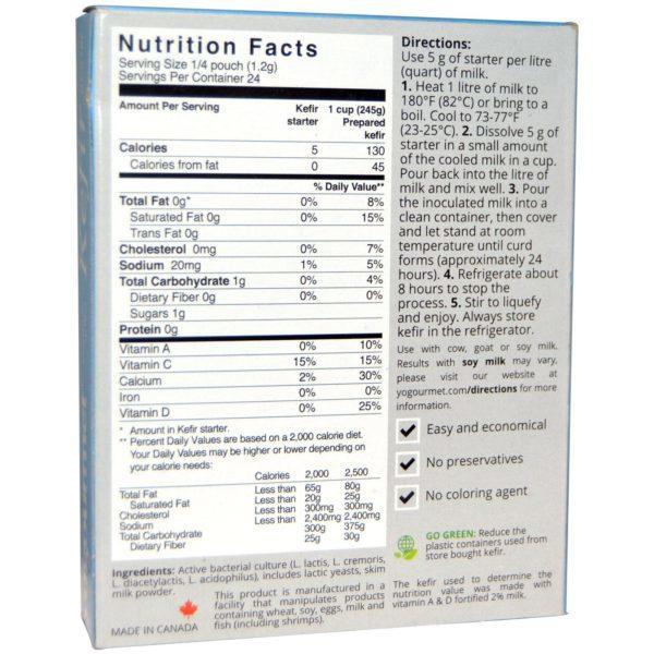 Yogourmet, Iniciador de kéfir, Liofilizado, 6 paquetes, 5 g cada uno - Imagen 2
