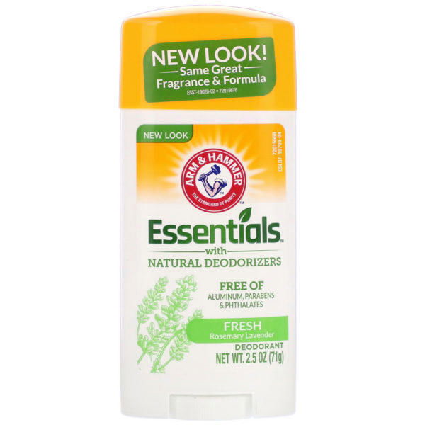 Arm & Hammer, Essentials con desodorantes naturales, Desodorante, Lavanda y romero fresco, 71 g (2,5 oz)