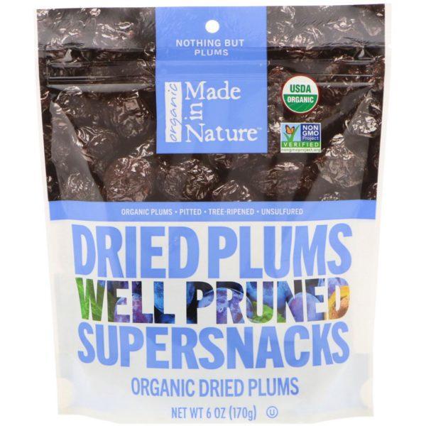 Made in Nature, Ciruelas secas orgánicas, superaperitivos de ciruelas pasas, 6 oz (170 g)