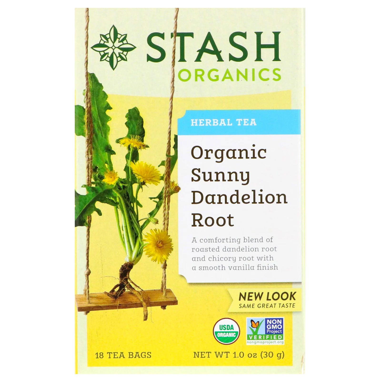 Stash Tea, Té de hierbas, raíz de diente de león orgánica, 18 saquitos de té, 1.0 oz (30 g)