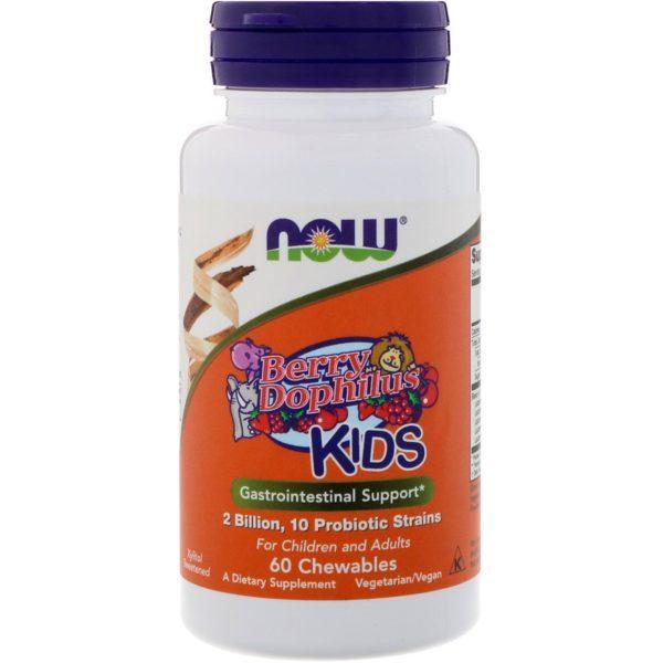 Now Foods, Berry Dophilus para niños, 2 mil millones, 60 masticables