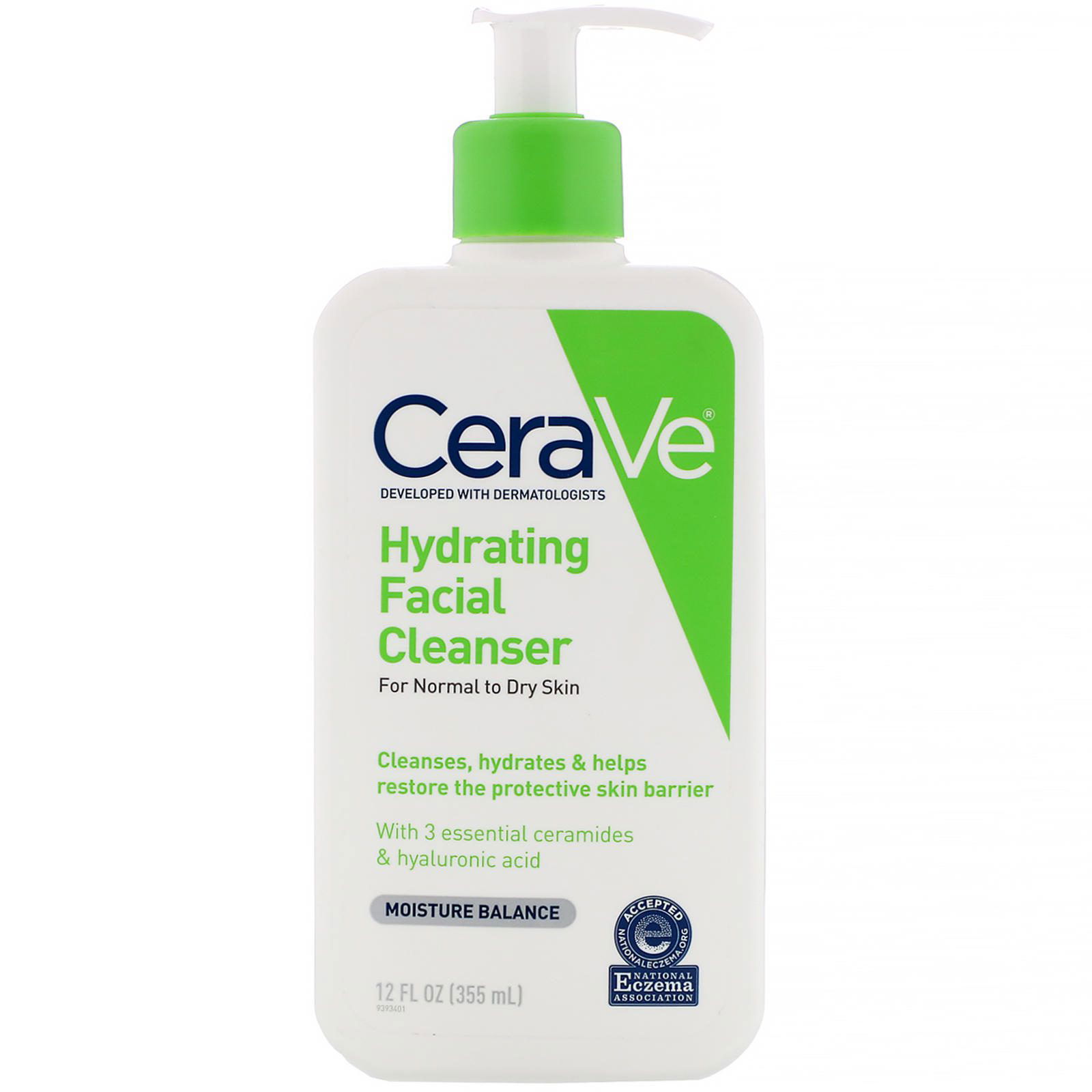 CeraVe, Limpiador facial hidratante, para pieles normales a secas, 355 ml (12 oz. líq.)