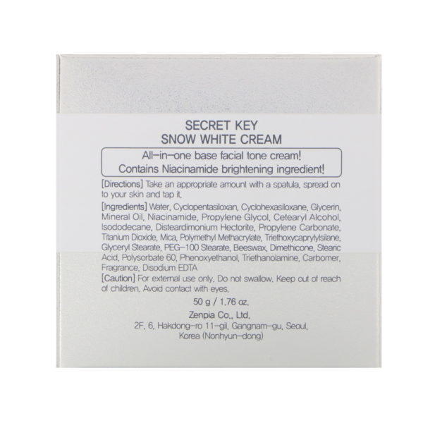 Secret Key, Crema Snow White, crema blanqueadora, 50 g - Imagen 3