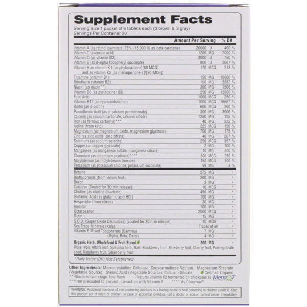 Super Nutrition, Opti-Energy Pack, Suplemento de Vitaminas y Minerales, 30 Paquetes, 6 Tabletas c/u - Imagen 2