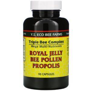Y.S. Eco Bee Farms, Jalea Real, Polen de Abeja, Propóleos, 90 Cápsulas