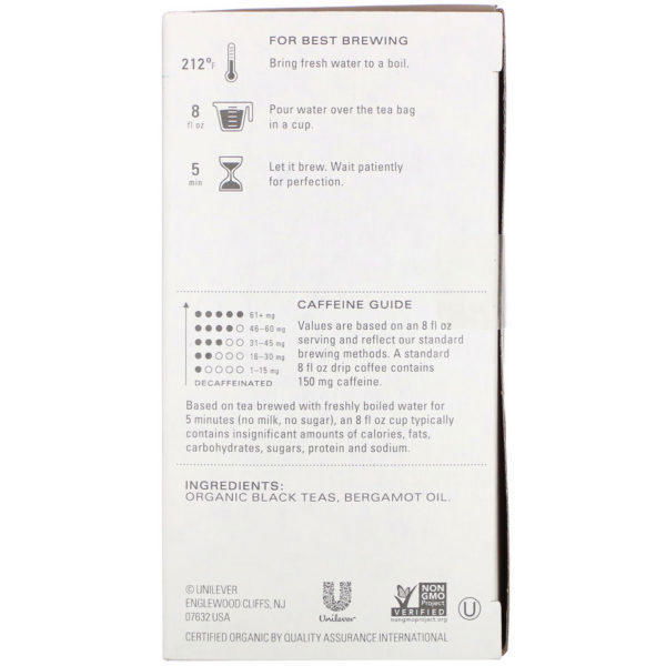 Tazo Teas, Organic Earl Grey Noir, Black Tea, 20 Tea Bags, 1.76 oz (50 g) - Imagen 2