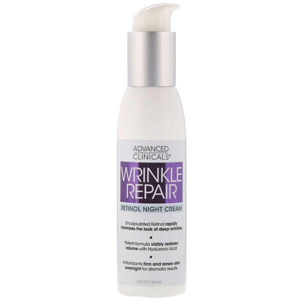 Advanced Clinicals, Wrinkle Repair, Retinol Night Cream, 4 fl oz (118 ml)