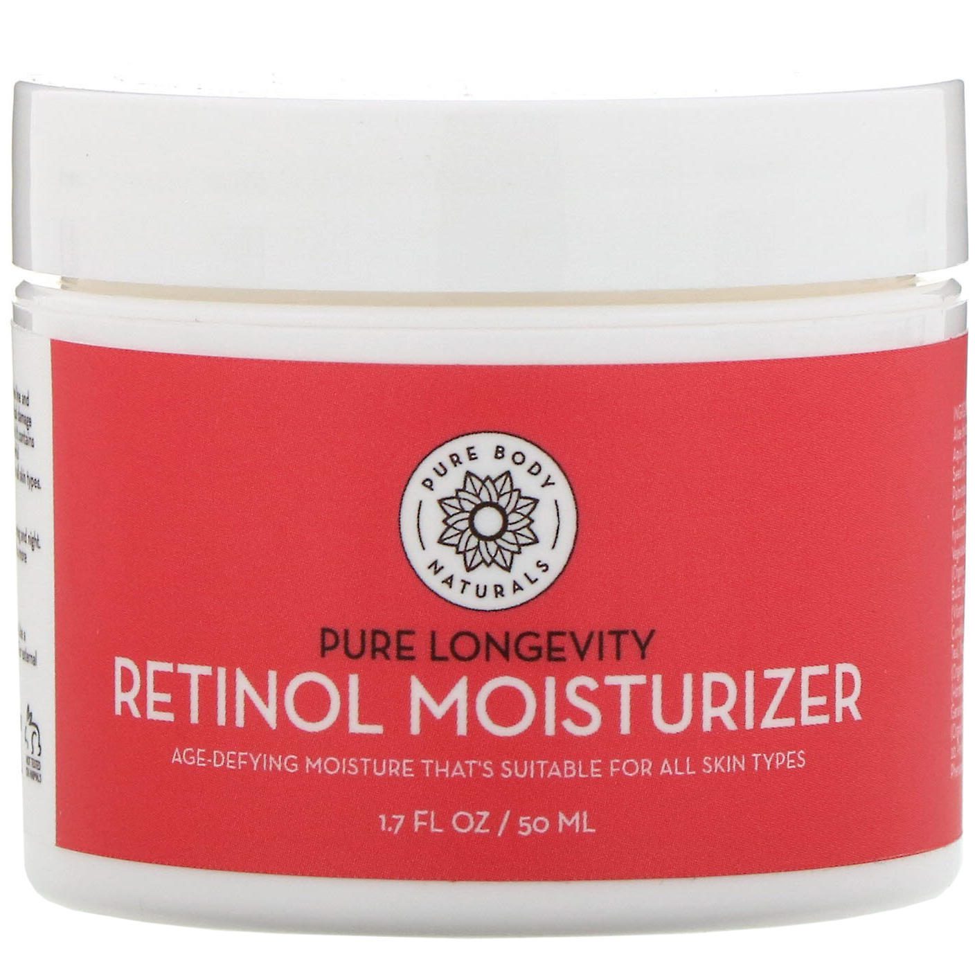 Pure Body Naturals, Crema hidratante con retinol, Antiedad y antiarrugas, 1,7 oz. líq. (50 ml)