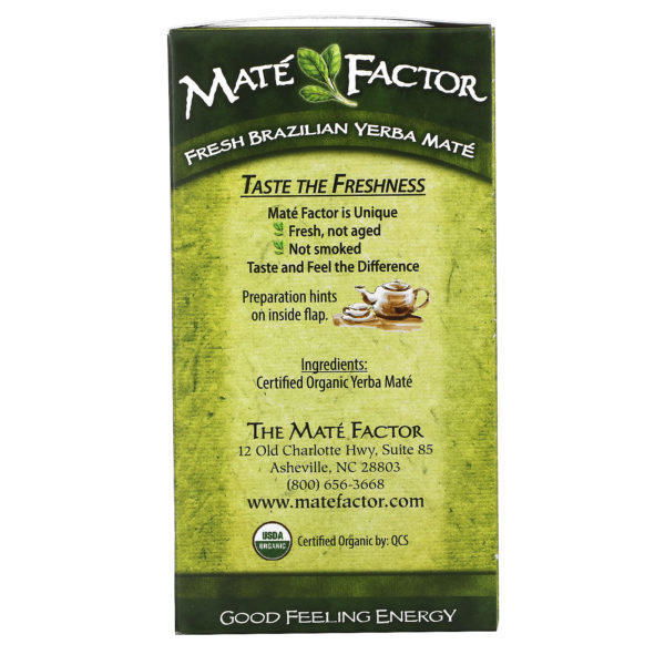 Mate Factor, Yerba Mate orgánica, Verde fresco, 24 bolsas de té, 2.96 oz (84 g) - Imagen 2