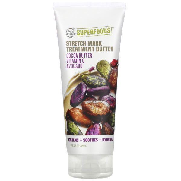 Petal Fresh, Pureza, SuperFoods para el cuerpo, Adiós estrías, manteca de tratamiento para las estrías, manteca de cacao, vitamina E, aguacate, 7 oz líquidas (200 ml)
