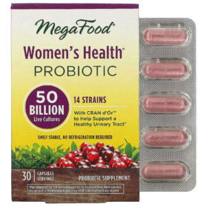 MegaFood, Probiótico para la salud de la mujer, 50.000 millones de cultivos vivos, 30 cápsulas