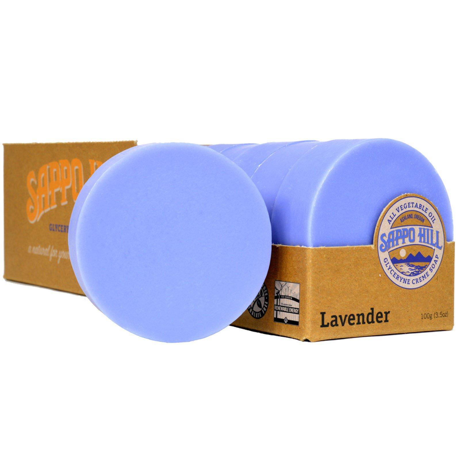 Sappo Hill, Jabón crema de glicerina, de lavanda, 12 barras, 3.5 oz (100 g) cada una