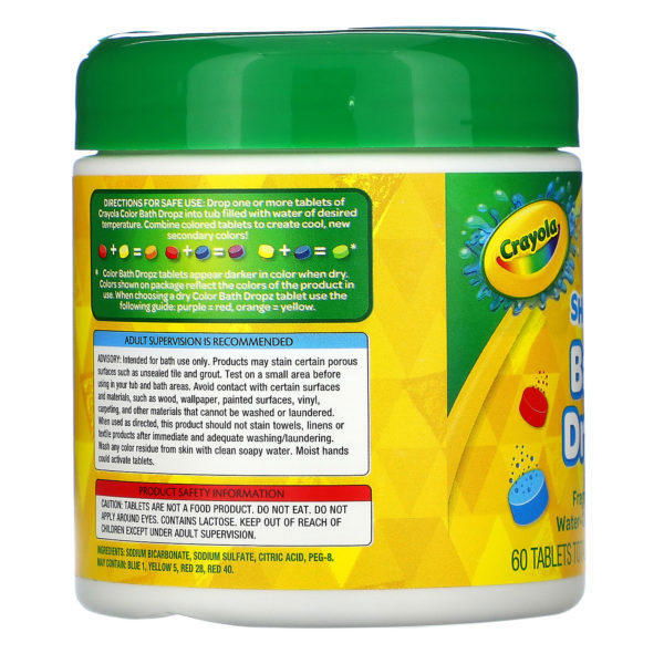 Crayola, Shaker Bath Dropz, 3+, Fragrance-Free, 60 Tablets, 3.59 oz (102 g) - Imagen 2