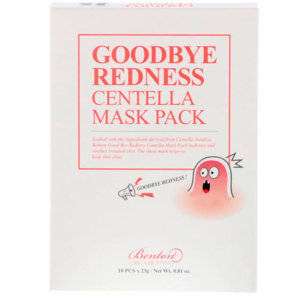 Benton, Goodbye Redness Centella Mask Pack, 10 Sheets, 0.81 oz (23 g) Each - Imagen 2