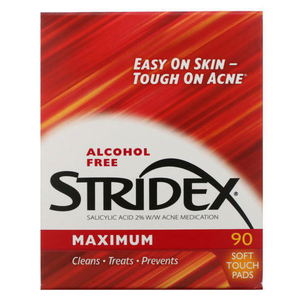 Stridex, Control del acné en un solo paso, máximo, sin alcohol, 90 toallitas suaves - Imagen 2