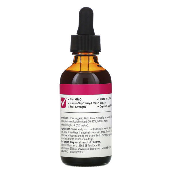 Eclectic Institute, Orgánico, Gotu Kola, 2 fl oz (60 ml) - Imagen 2