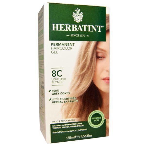 Herbatint, Gel de Tinte para el Cabello Permanente, 8C, Rubio Claro Ceniza, 4.56 fl oz (135 ml)