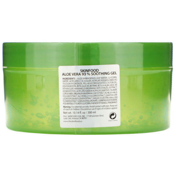 Skinfood, Aloe Vera 93% Soothing Gel, 300 ml - Imagen 4