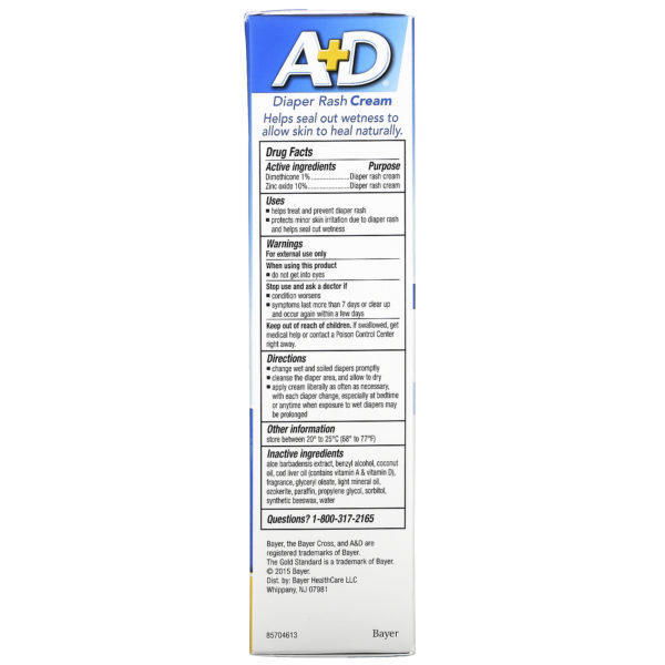 A+D, Crema para dermatitis de pañal con dimeticona y óxido de zinc, 4 oz (113 g) - Imagen 3